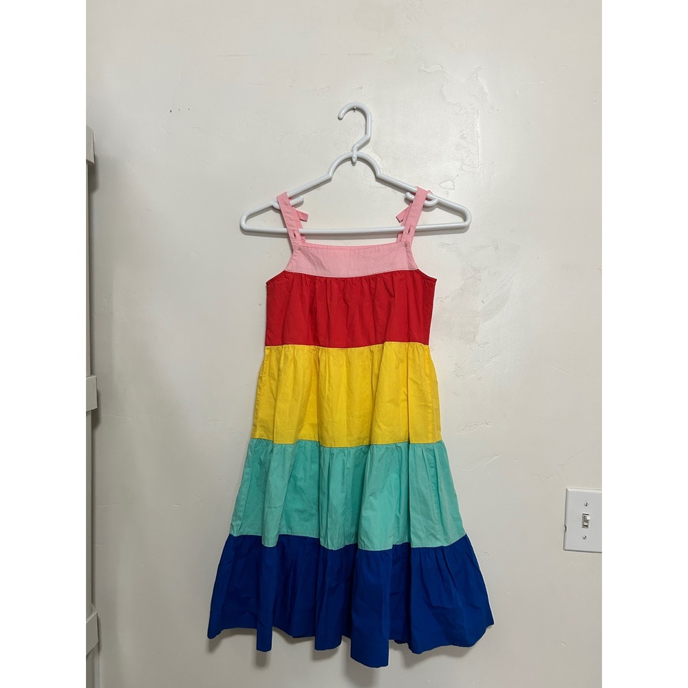 Hanna Andersson Girls Rainbow Tiered Sundress Bow Straps NWT Size 130 US 8‎ - Picture 2 of 5